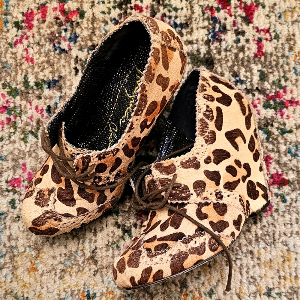 Irregular Choice Cheetah Horsehair Wedge